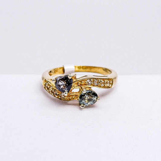 แหวนเงินแท้ 925 ฝังพลอย แซฟไฟร์แทนซาเนีย (Songea Sapphire) + เซอร์คอน (Zircon)