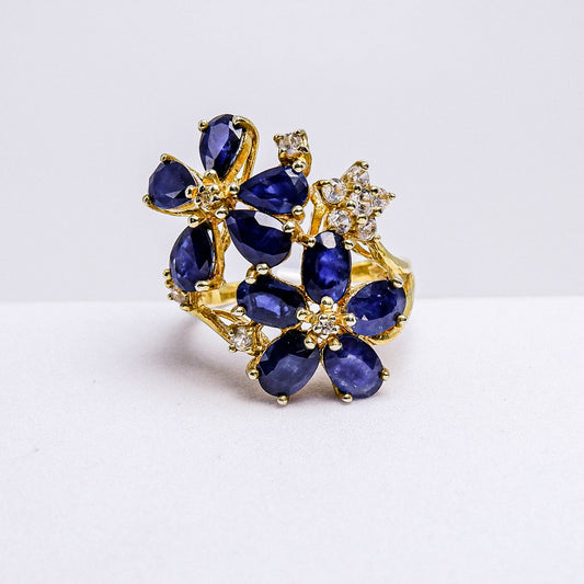 แหวนเงินแท้ 925 ฝังพลอย ไพลิน (Blue Sapphire) + เซอร์คอน (Zircon)