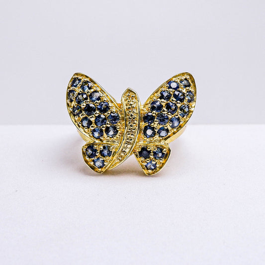 แหวนเงินแท้ 925 ฝังพลอย ไพลิน (Blue Sapphire) + ไวท์โทพาส (whitetopaz)