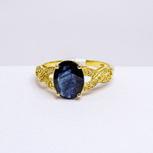 แหวนเงินแท้ 925 ฝังพลอย ไพลิน (Blue Sapphire) + เซอร์คอน (Zircon)