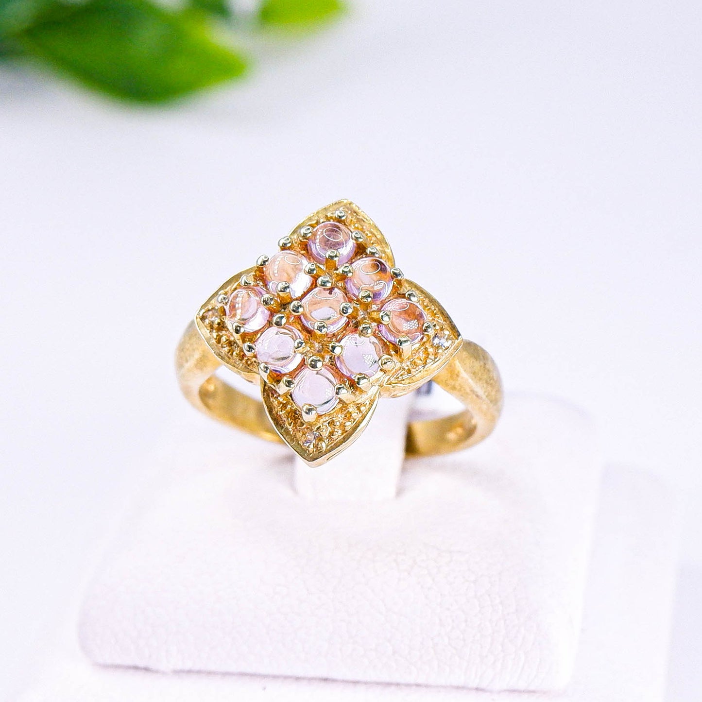 แหวนเงินแท้ 925 ฝังพลอย พิงค์แซฟไฟร์ (Pink Sapphire) + ไวท์โทพาส (whitetopaz)