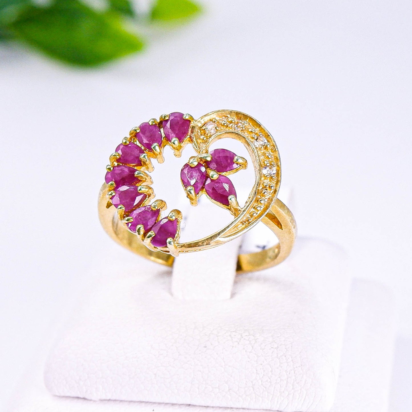 แหวนเงินแท้ 925 ฝังพลอย ทับทิม (Ruby) + ไวท์โทพาส (whitetopaz)
