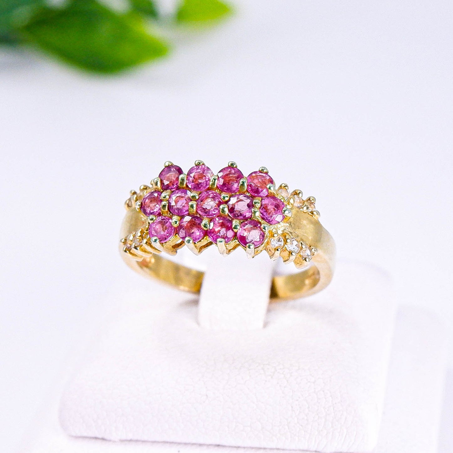 แหวนเงินแท้ 925 ฝังพลอย ทับทิมไทย (Siam Ruby) + ไวท์โทพาส (whitetopaz)