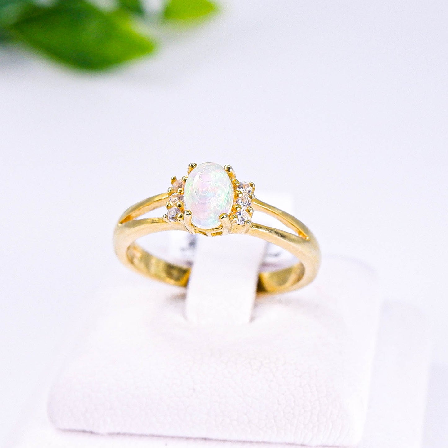 แหวนเงินแท้ 925 ฝังพลอย โอปอล (Opal) + เซอร์คอน (Zircon)