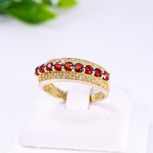 แหวนเงินแท้ 925 ฝังพลอย รูบี้แทนซาเนีย (Tanzania Ruby) + เซอร์คอน (Zircon)