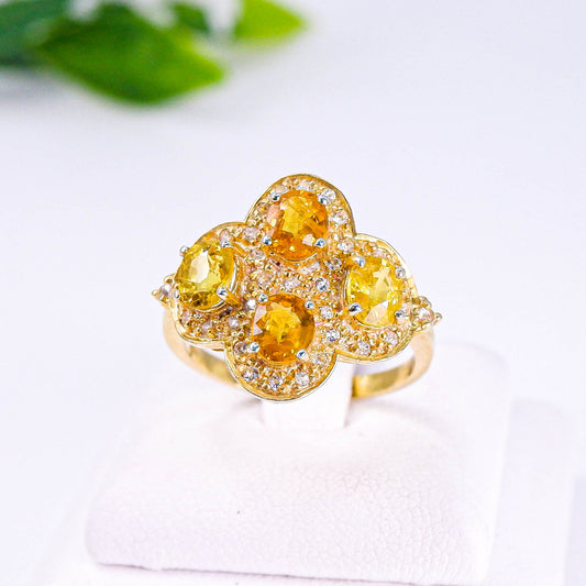 แหวนเงินแท้ 925 ฝังพลอย บุษราคัม (Yellow Sapphire) + ไวท์โทพาส (whitetopaz)
