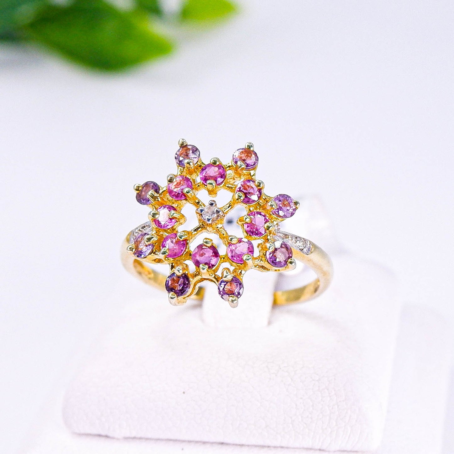 แหวนเงินแท้ 925 ฝังพลอย แซฟไฟร์ไทย (Thai Sapphire) + เซอร์คอน