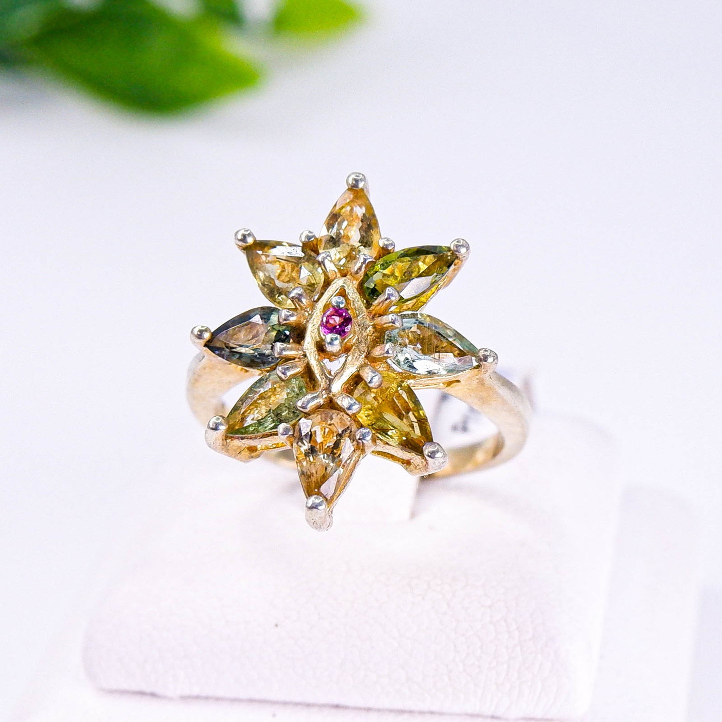 แหวนเงินแท้ 925 ฝังพลอย แฟนซีทัวมาลีน (Fancy Tourmaline)