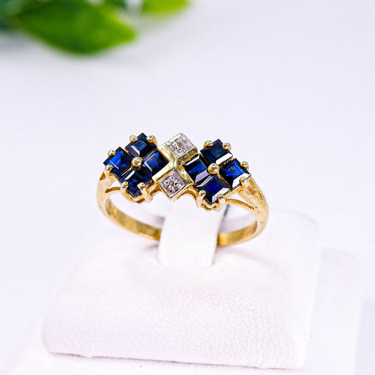แหวนเงินแท้ 925 ฝังพลอย ไพลิน (Blue Sapphire) + ไวท์โทพาส (whitetopaz)
