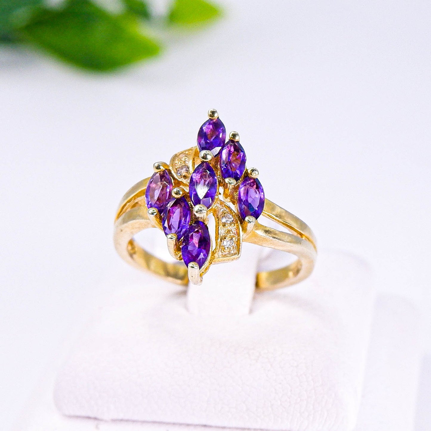 แหวนเงินแท้ 925 ฝังพลอย อเมทิส (Amethyst) + ไวท์โทพาส (whitetopaz)