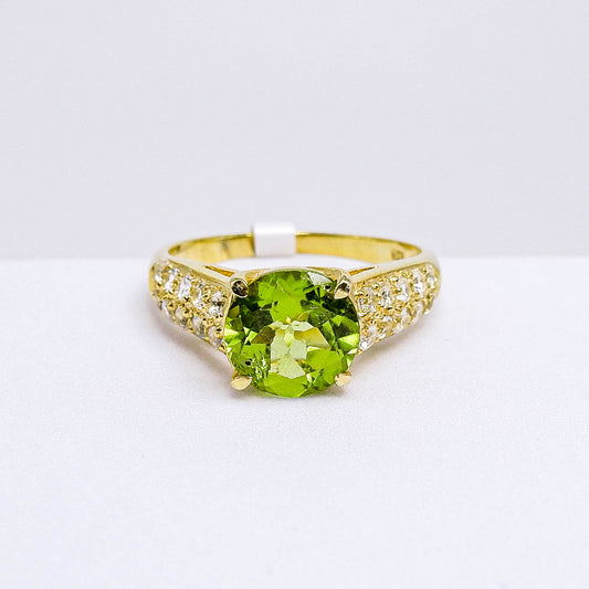 แหวนเงินแท้ 925 ฝังพลอย เพอริดอท (Peridot) + เซอร์คอน (Zircon)