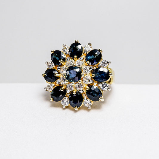 แหวนเงินแท้ 925 ฝังพลอย ไพลิน (Blue Sapphire) + เซอร์คอน (Zircon)