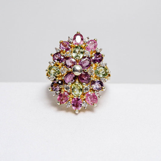 แหวนเงินแท้ 925 ฝังพลอย ทับทิมไทย (Ruby) + แซฟไฟร์ (Sapphire) + เซอร์คอน (Zircon)