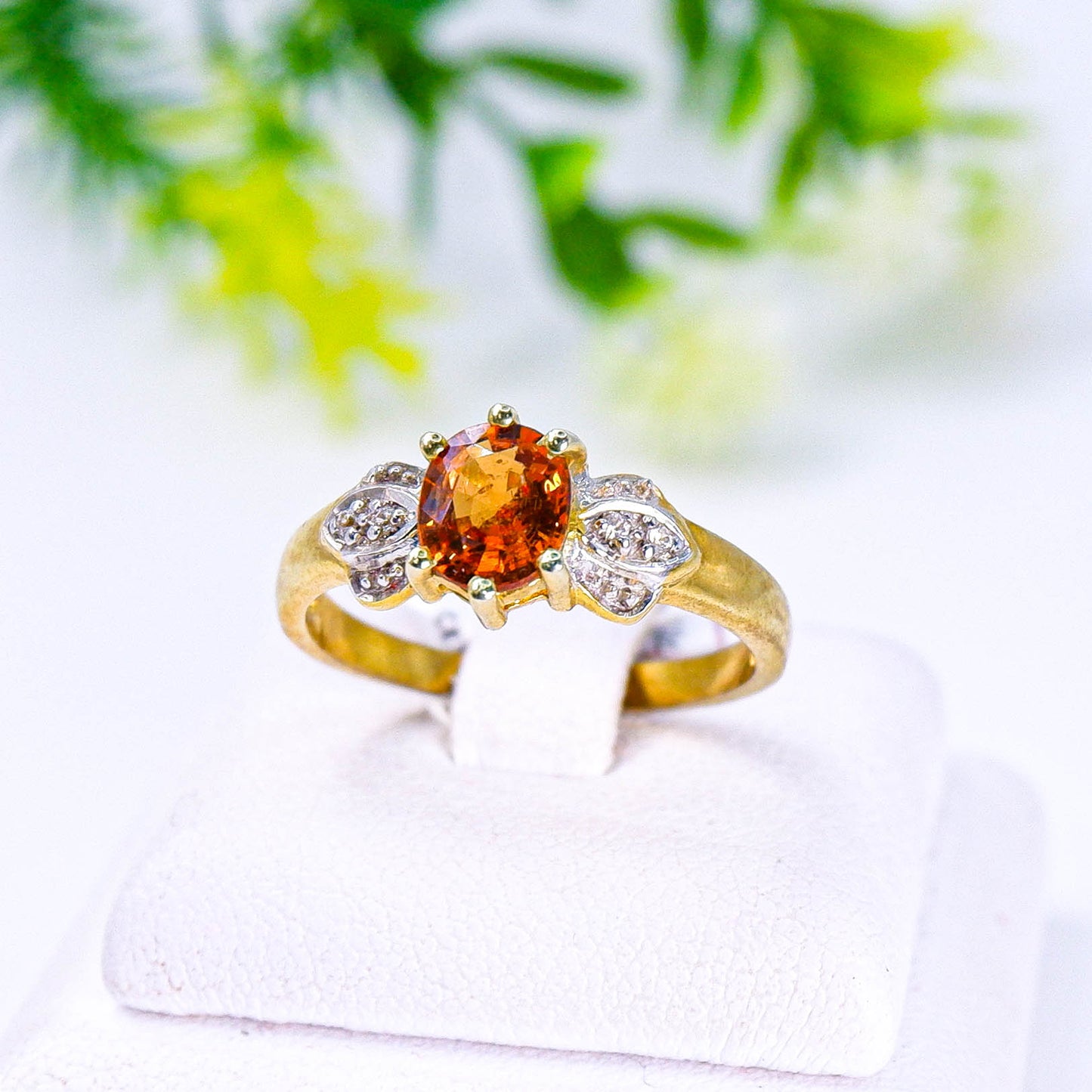 แหวนเงินแท้ 925 ฝังพลอย สเปซซาไทต์ (Spessartite Garnet) + เซอร์คอน (Zircon)