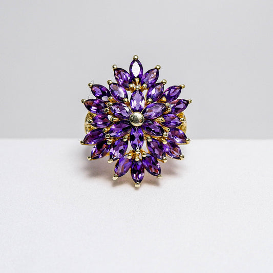 แหวนเงินแท้ 925 ฝังพลอย อเมทิสต์ (Amethyst) + ไวท์โทพาส (whitetopaz)
