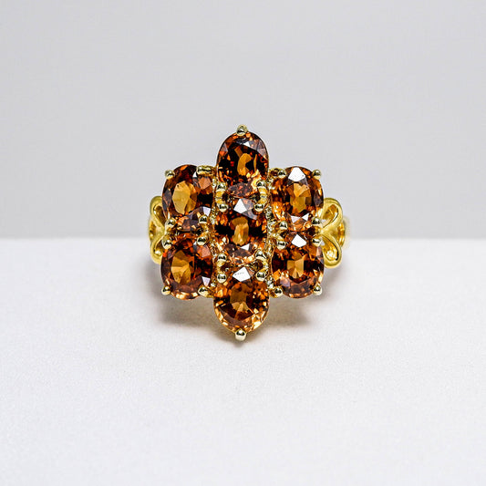 แหวนเงินแท้ 925 ฝังพลอย เพทาย (ดิบ) (Zircon)
