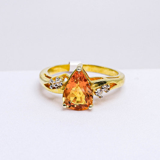 แหวนเงินแท้ 925 ฝังพลอย บุษราคัมบางกะจะ (Yellow Sapphire) + เซอร์คอน (Zircon)