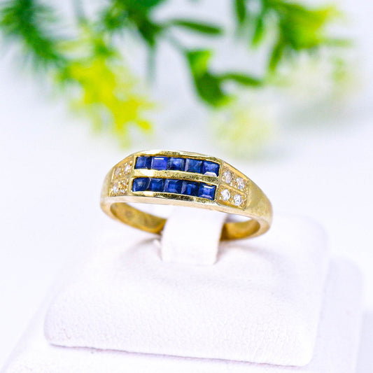 แหวนเงินแท้ 925 ฝังพลอย ไพลิน (Blue Sapphire) + ไวท์โทพาส (whitetopaz)