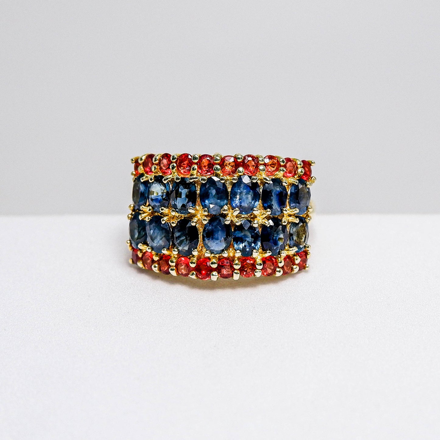 แหวนเงินแท้ 925 ฝังพลอย ไพลิน (Blue Sapphire) + เรดแซฟไฟร์ (Red Sapphire)