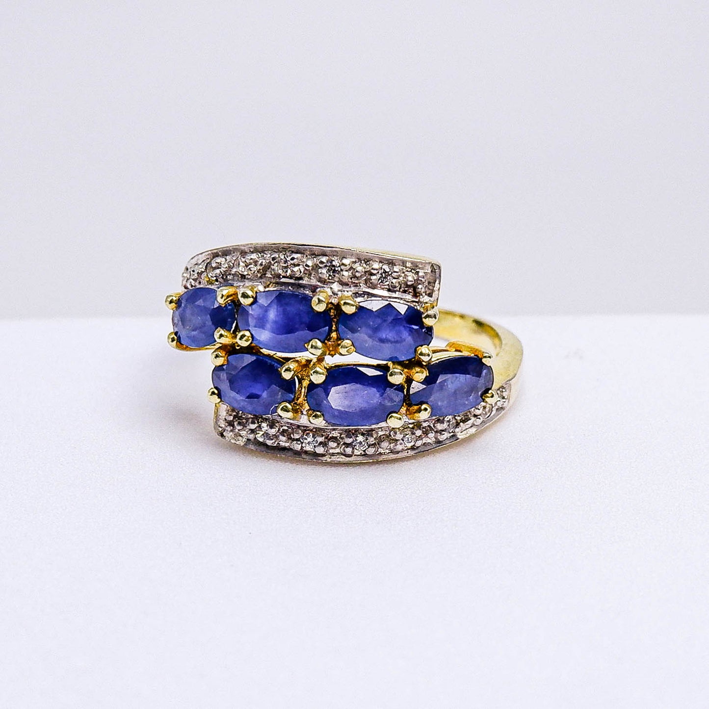 แหวนเงินแท้ 925 ฝังพลอย ไพลิน (Blue Sapphire) + เซอร์คอน (Zircon)