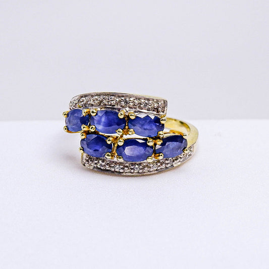 แหวนเงินแท้ 925 ฝังพลอย ไพลิน (Blue Sapphire) + เซอร์คอน (Zircon)