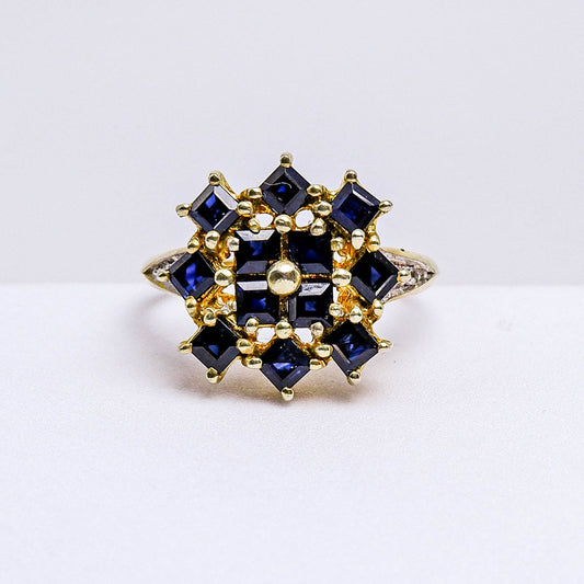 แหวนเงินแท้ 925 ฝังพลอย ไพลิน (Blue Sapphire) + ไวท์โทพาส (whitetopaz)