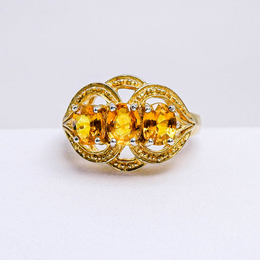 แหวนเงินแท้ 925 ฝังพลอย บุษราคัม (Yellow Sapphire) + เซอร์คอน (Zircon)