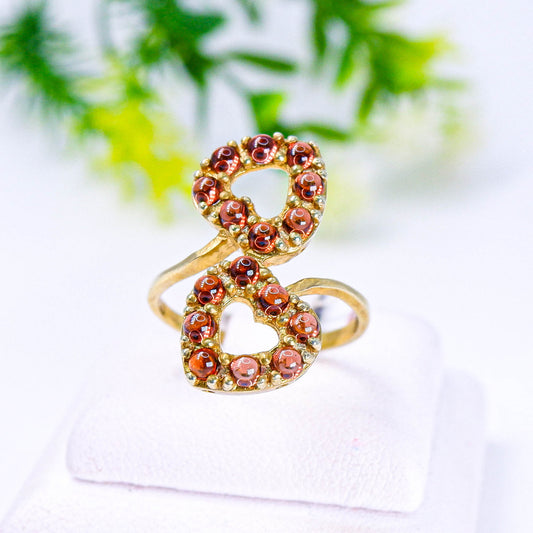 แหวนเงินแท้ 925 ฝังพลอย โกเมนหลังเบี้ย (Garnet)