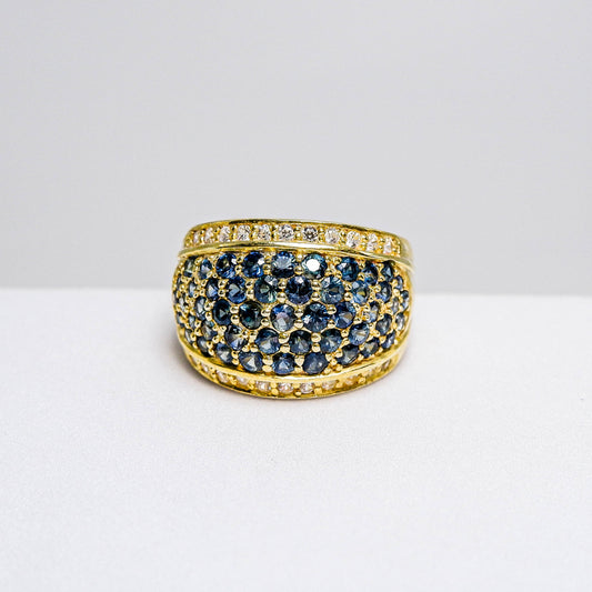 แหวนเงินแท้ 925 ฝังพลอย ไพลิน (Blue Sapphire) + เซอร์คอน (Zircon)