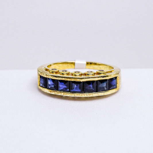 แหวนเงินแท้ 925 ฝังพลอย ไพลิน (Blue Sapphire) + ไวท์โทพาส (whitetopaz)