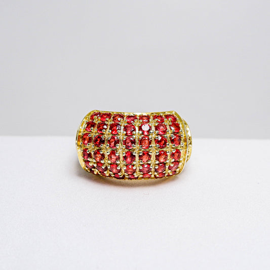 แหวนเงินแท้ 925 ฝังพลอย เรดแซฟไฟร์ (Red Sapphire) + ไวท์โทพาส (whitetopaz)