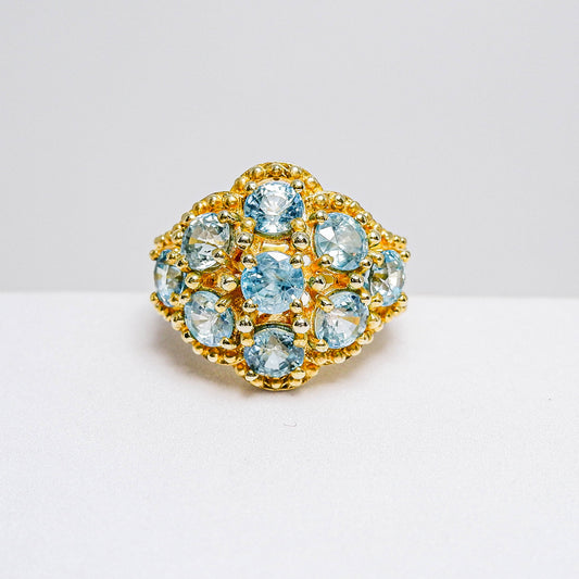 แหวนเงินแท้ 925 ฝังพลอย เพทายฟ้า (Blue Zircon)