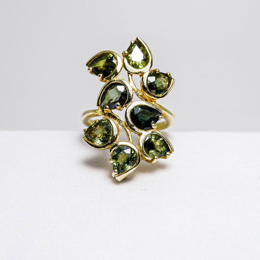 แหวนเงินแท้ 925 ฝังพลอย เขียวส่องบางกะจะ (greensapphire)