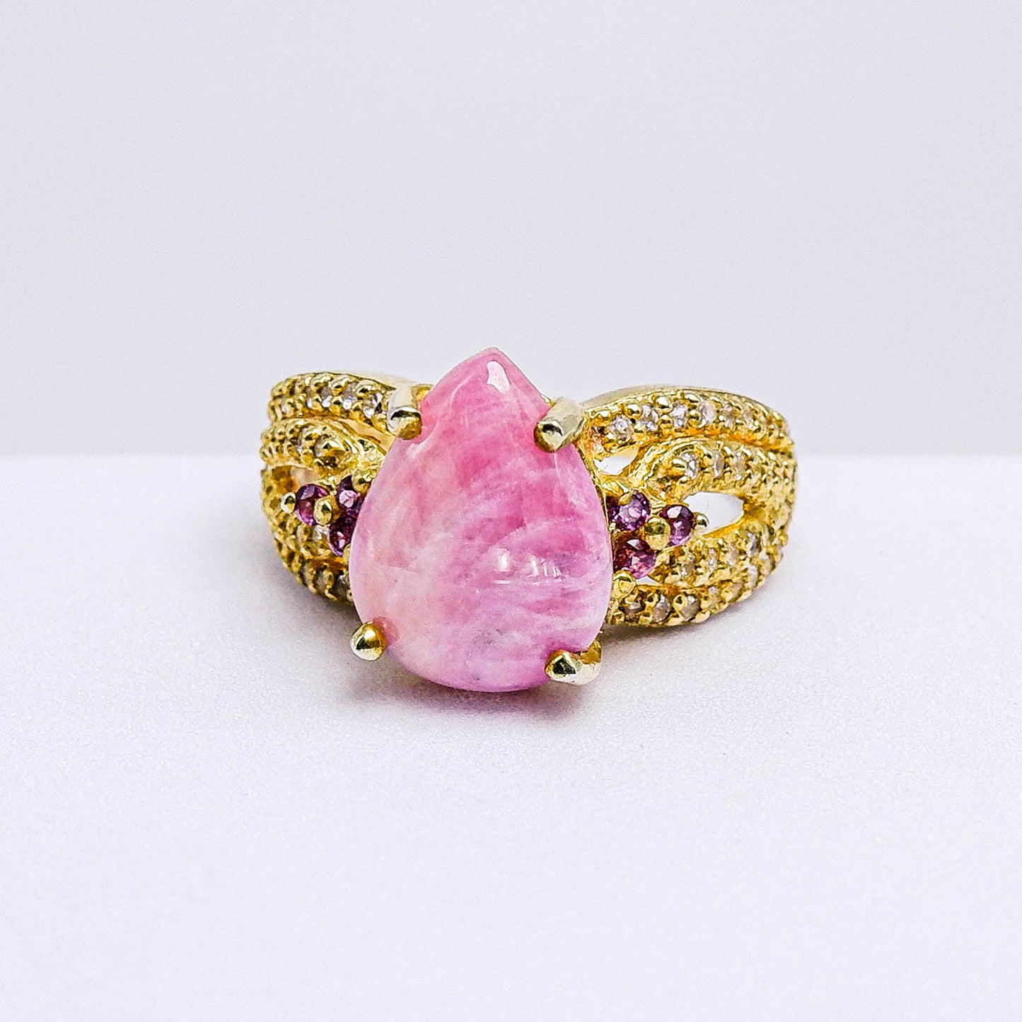 แหวนเงินแท้ 925 ฝังพลอย ทับทิม(Ruby)+โรโดไลท์(Rhodolite)+ไวท์โทพาส(whitetopaz)