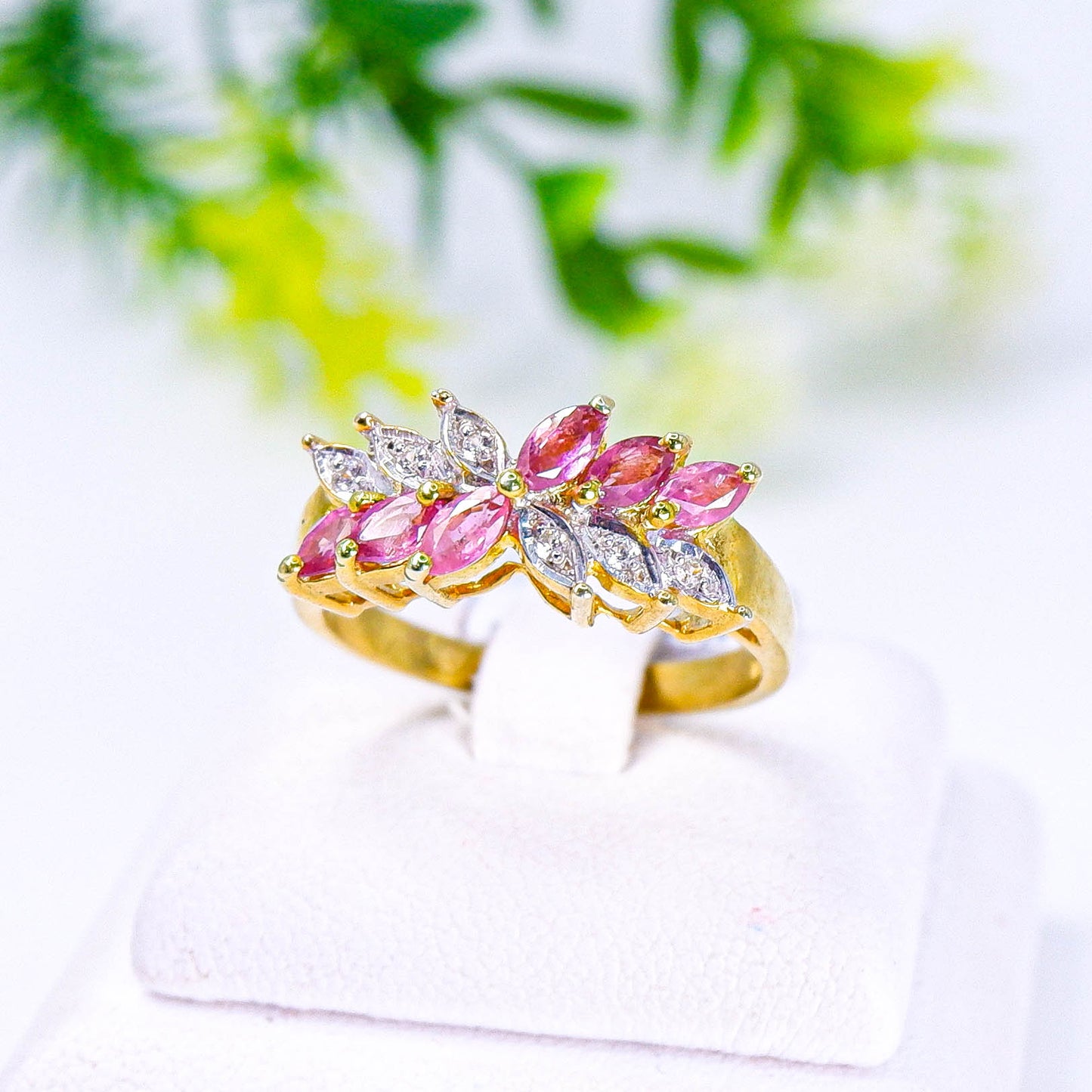 แหวนเงินแท้ 925 ฝังพลอย ทับทิมไทย (Siam Ruby) + เซอร์คอน (Zircon)