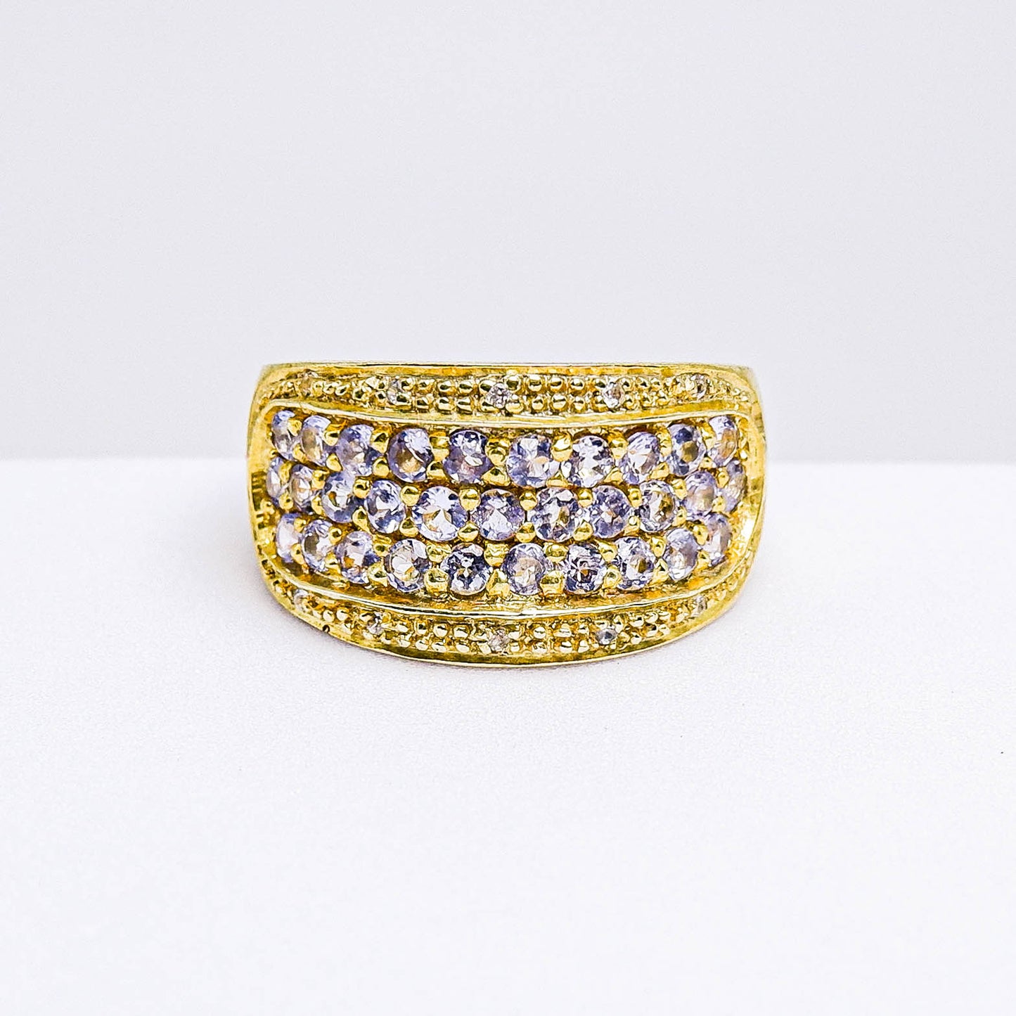 แหวนเงินแท้ 925 ฝังพลอย แทนซาไนท์ (Tanzanite) + ไวท์โทพาส (whitetopaz)