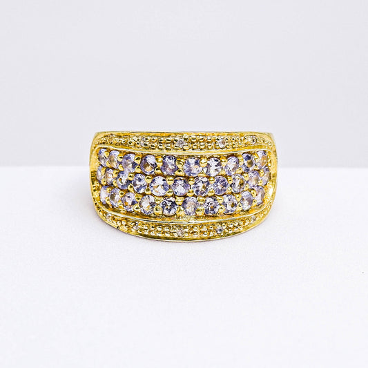แหวนเงินแท้ 925 ฝังพลอย แทนซาไนท์ (Tanzanite) + ไวท์โทพาส (whitetopaz)