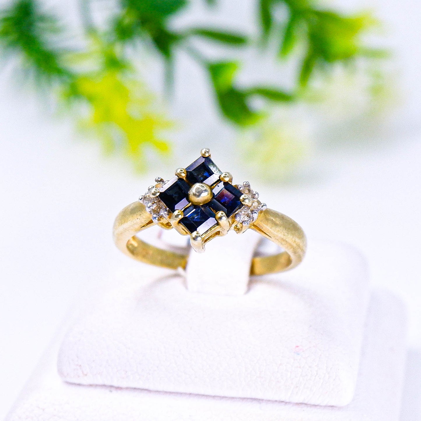 แหวนเงินแท้ 925 ฝังพลอย ไพลิน (Blue Sapphire) + ไวท์โทพาส (whitetopaz)