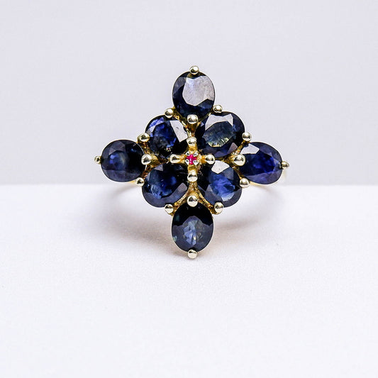 แหวนเงินแท้ 925 ฝังพลอย ไพลิน (Blue Sapphire) + แซฟไฟร์ (Sapphire)