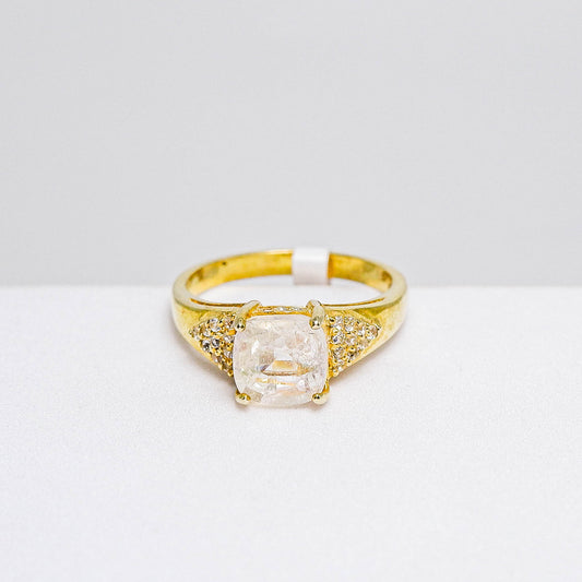 แหวนเงินแท้ 925 ฝังพลอย เรนโบว์มูนสโตน (Rainbow Moonstone) + ไวท์โทพาส (whitetopaz)