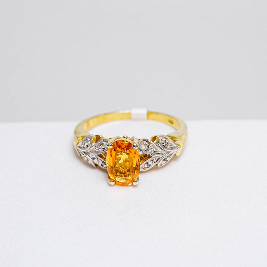 แหวนเงินแท้ 925 ฝังพลอย บุษราคัมบางกะจะ (Yellow Sapphire) + เซอร์คอน (Zircon)