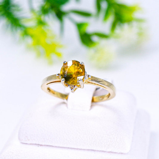 แหวนเงินแท้ 925 ฝังพลอย บุษราคัม (Yellow Sapphire) + เซอร์คอน (Zircon)
