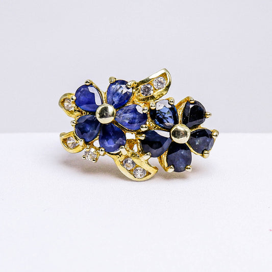 แหวนเงินแท้ 925 ฝังพลอย ไพลินกาญจน์ (Blue Sapphire) + เซอร์คอน (Zircon)