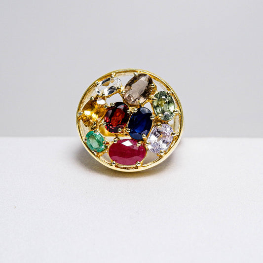 แหวนเงินแท้ 925 ฝังพลอย ไพลิน (Blue Sapphire)+แซฟไฟร์(Sapphire)+ทับทิมมาดา(Ruby)+บุษราคัม(Yellow Sapphire)+สปิเนล(Spinel)+โรโดไลท์(Rhodolite)+ไวท์โทพาส(whitetopaz)+มรกต(Emerald cut)