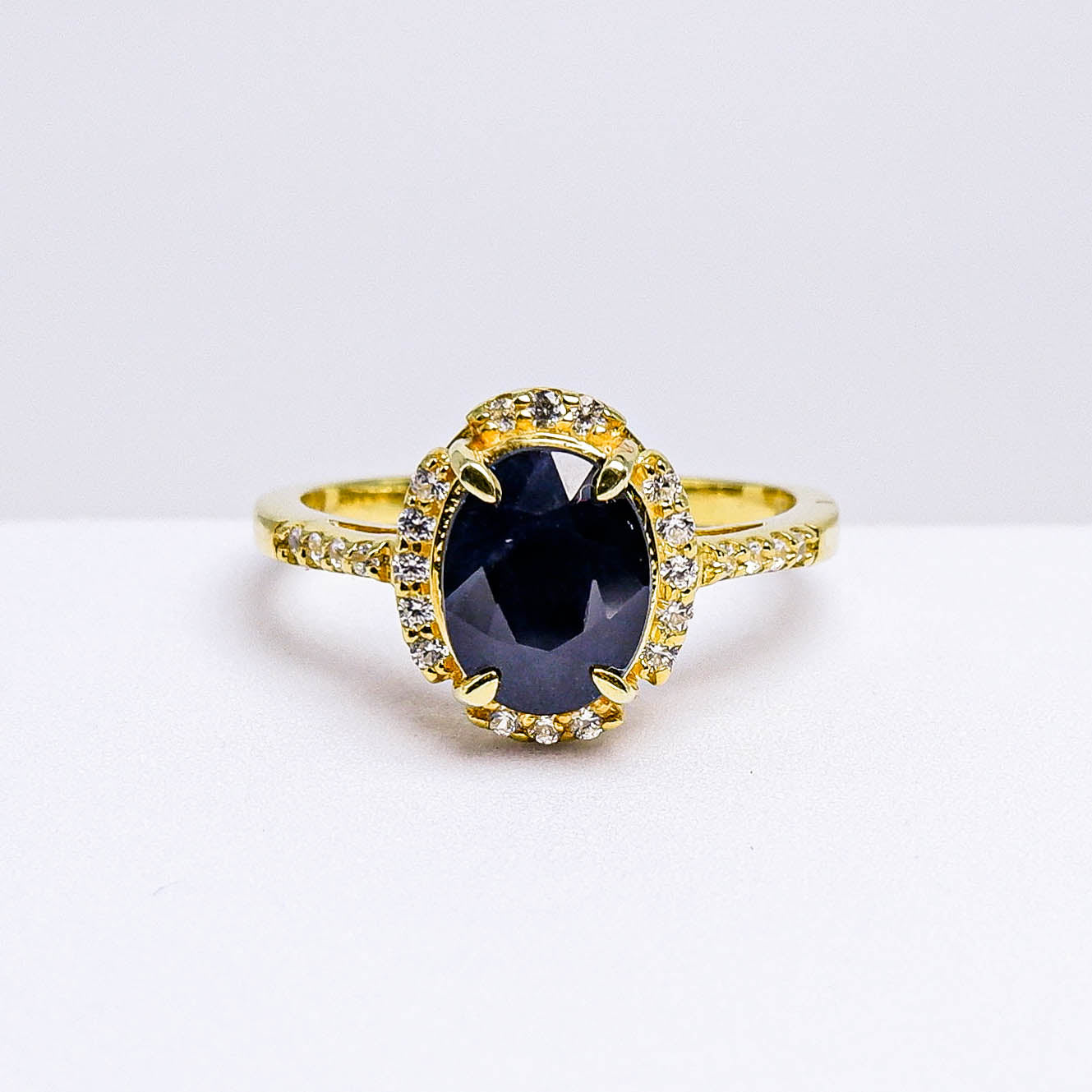 แหวนเงินแท้ 925 ฝังพลอย ไพลิน (Blue Sapphire) + เซอร์คอน (Zircon)