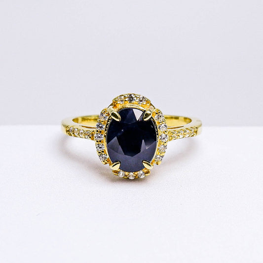 แหวนเงินแท้ 925 ฝังพลอย ไพลิน (Blue Sapphire) + เซอร์คอน (Zircon)