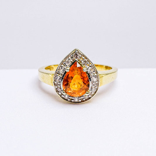 แหวนเงินแท้ 925 ฝังพลอย บุษราคัมบางกะจะ (Yellow Sapphire) + เซอร์คอน (Zircon)