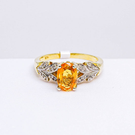 แหวนเงินแท้ 925 ฝังพลอย บุษราคัมบางกะจะ (Yellow Sapphire) + เซอร์คอน (Zircon)