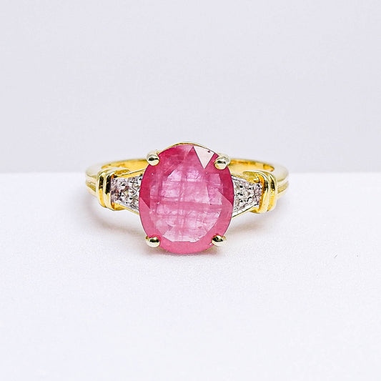 แหวนเงินแท้ 925 ฝังพลอย ทับทิมแทนซาเนีย (Tanzania Ruby) + เซอร์คอน (Zircon)