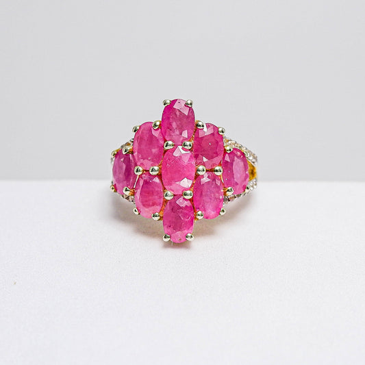 แหวนเงินแท้ 925 ฝังพลอย ทับทิมมาดา (Madagascar Ruby)+ไวท์โทพาส (whitetopaz)